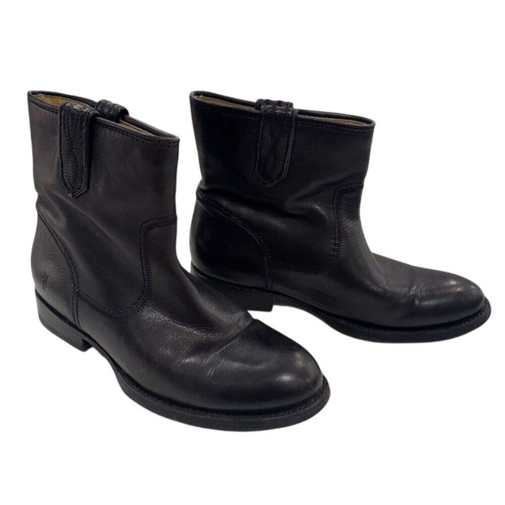 Frye Women's Jamie Stitch Black Leather Ankle Boots Size 7.5